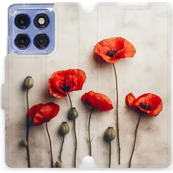 Pouzdro na mobilní telefon Flipové pouzdro Mobiwear - Motorola Edge 60 Pro - VP42S Vlčí máky (Knížkové flip pouzdro, obal, kryt na mobil Motorola Edge 60 Pro - VP42S Vlčí máky, materiál Umělá kůže + TPU - ochrana 360°, stojánek, silikonová vanička, magnetické zavírání)