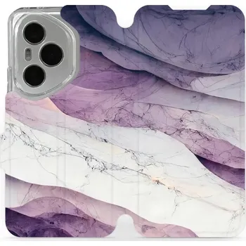 Pouzdro na mobilní telefon Flipové pouzdro Mobiwear - Honor 400 Pro - VP31S Bílý a fialový mramor (Knížkové flip pouzdro, obal, kryt na mobil Honor 400 Pro - VP31S Bílý a fialový mramor, materiál Umělá kůže + TPU - ochrana 360°, stojánek, silikonová vanička, magnetické zavírání)