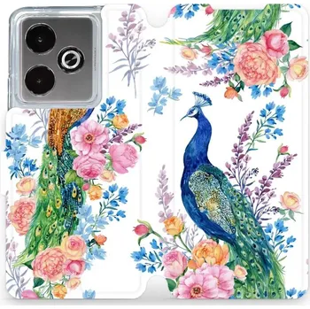 Pouzdro na mobilní telefon Flipové pouzdro Mobiwear - Realme GT 7T - MX08S Pávi (Knížkové flip pouzdro, obal, kryt na mobil Realme GT 7T - MX08S Pávi, materiál Umělá kůže + TPU - ochrana 360°, stojánek, silikonová vanička, magnetické zavírání)