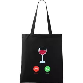 Nákupní taška Víno volá (Pecka design) - Taška bavlněná - 42 x 38 cm ( Černá )