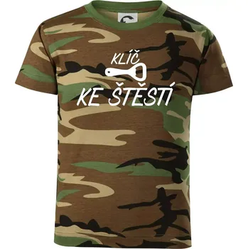 Chlapecké tričko Klíč ke štěstí otvírák - Dětské maskáčové triko - 146 cm/10 let ( Hnědý maskáč )