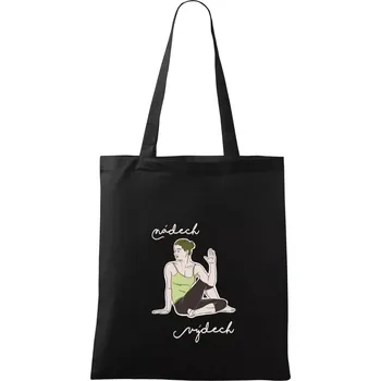 Nákupní taška Yoga nádech výdech (Radek Pilař ART) - Taška bavlněná - 42 x 38 cm ( Černá )