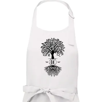 Kuchyňská zástěra Narozeninový strom 30 - Pánská zástěra na vaření - Univerzální velikost ( Bílá )