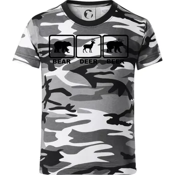 Chlapecké tričko Bear - Deer - Beer - Dětské maskáčové triko - 146 cm/10 let ( Šedý maskáč )