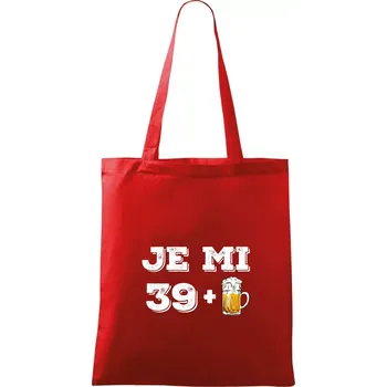 Nákupní taška Je mi 40 pivo - Taška bavlněná - 42 x 38 cm ( Červená )