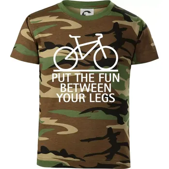 Chlapecké tričko Put the fun between your legs - Dětské maskáčové triko - 134 cm/8 let ( Hnědý maskáč )