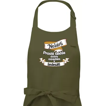 Kuchyňská zástěra Myshirt.cz Nežárli pro pány 60 - Pánská zástěra na vaření - Univerzální velikost ( Khaki )