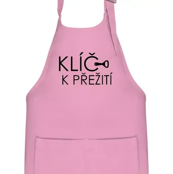 Kuchyňská zástěra Klíč k přežití otvírák - Dětská zástěra na vaření - Univerzální velikost ( Růžová )