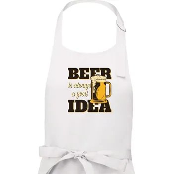 Kuchyňská zástěra Beer idea - Pánská zástěra na vaření - Univerzální velikost ( Bílá )