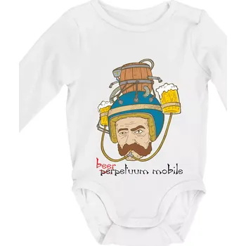 Kojenecké oblečení Beerpetuum mobile - Body kojenecké s dlouhým rukávem - Dlouhý r. do 3 měs ( Bílá )