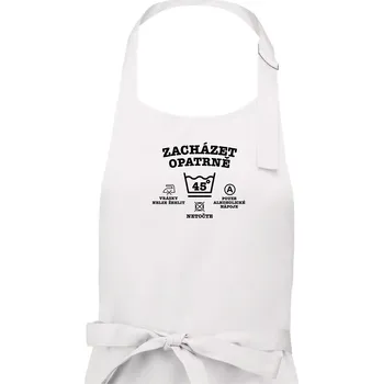 Kuchyňská zástěra Zacházet opatrně 45 - Pánská zástěra na vaření - Univerzální velikost ( Bílá )