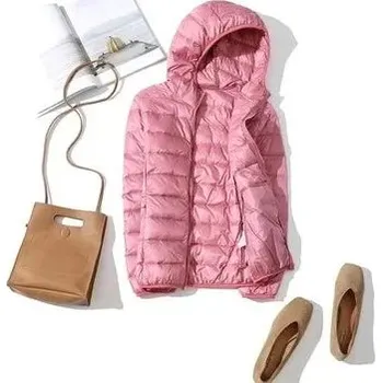 zimní bunda s kapucí, skládací do sáčku, voděodolná Barva: Růžová, Velikost: 4XL