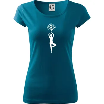 Dámské tričko Yoga strom - Dámské triko Pure - XS ( Petrolejová )