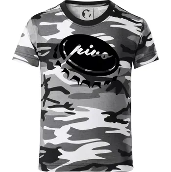 Chlapecké tričko Pivo zátka - Dětské maskáčové triko - 122 cm/6 let ( Šedý maskáč )