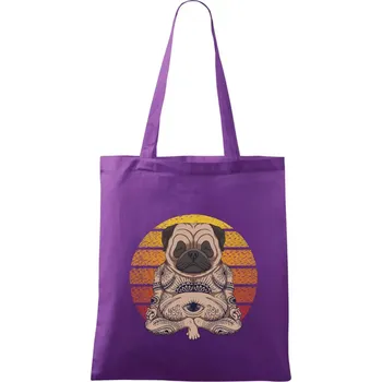 Yoga meditace - pug - Taška bavlněná - 42 x 38 cm ( Fialová )