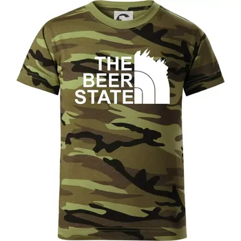 The Beer State - Praha - Dětské maskáčové triko - 134 cm/8 let ( Zelený maskáč )