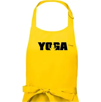 Kuchyňská zástěra Yoga nápis - Pánská zástěra na vaření - Univerzální velikost ( Žlutá )