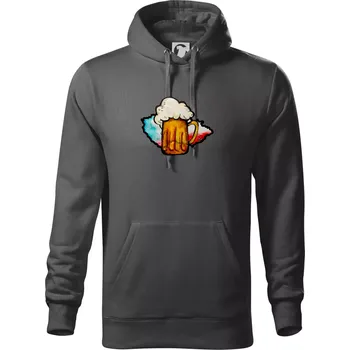 Pánská mikina Český pivař (lulu_art) - Mikina pánská Cape s kapucí - 5XL ( Ocelově šedá )