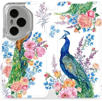 Pouzdro na mobilní telefon Flipové pouzdro Mobiwear - Honor 400 Pro - MX08S Pávi (Knížkové flip pouzdro, obal, kryt na mobil Honor 400 Pro - MX08S Pávi, materiál Umělá kůže + TPU - ochrana 360°, stojánek, silikonová vanička, magnetické zavírání)