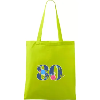 Květinové číslo kreslené - 80 - Taška bavlněná - 42 x 38 cm ( Limetková )