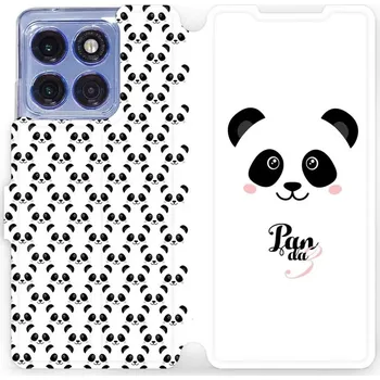 Pouzdro na mobilní telefon Flipové pouzdro Mobiwear - Motorola Edge 60 Pro - M030P Panda Amálka (Knížkové flip pouzdro, obal, kryt na mobil Motorola Edge 60 Pro - M030P Panda Amálka, materiál Umělá kůže + TPU - ochrana 360°, stojánek, silikonová vanička, magnetické zavírání)
