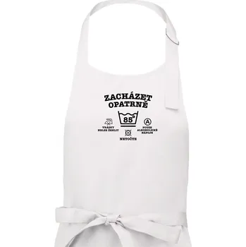 Kuchyňská zástěra Zacházet opatrně 85 - Dámská zástěra na vaření - Univerzální velikost ( Bílá )