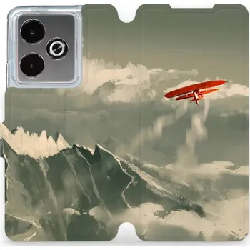 Pouzdro na mobilní telefon Flipové pouzdro Mobiwear - Realme GT 7 - MA03P Oranžové letadlo v horách (Knížkové flip pouzdro, obal, kryt na mobil Realme GT 7 - MA03P Oranžové letadlo v horách, materiál Umělá kůže + TPU - ochrana 360°, stojánek, silikonová vanička, magnetické zavírání