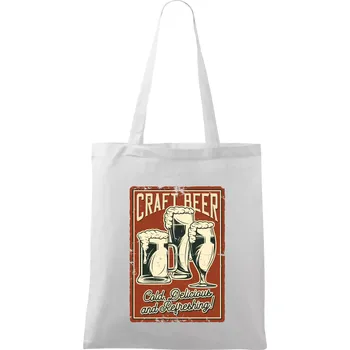 Nákupní taška Craft beer - Taška bavlněná - 42 x 38 cm ( Bílá )