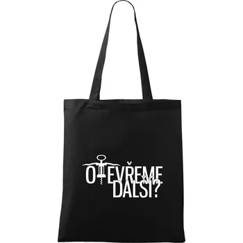 Nákupní taška Otevřeme další? - Taška bavlněná - 42 x 38 cm ( Černá )