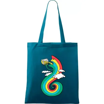 Nákupní taška Piju jako duha (Pecka design) - Taška bavlněná - 42 x 38 cm ( Petrolejová )
