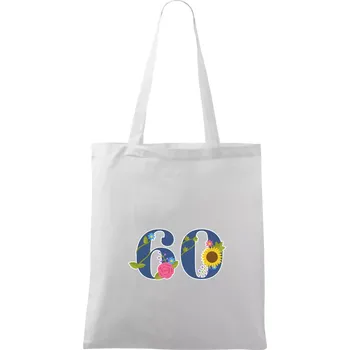 Nákupní taška Květinové číslo kreslené - 60 - Taška bavlněná - 42 x 38 cm ( Bílá )