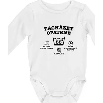 Kojenecký body Zacházet opatrně 55 - Body kojenecké s dlouhým rukávem - Dlouhý r. do 3 měs ( Bílá )