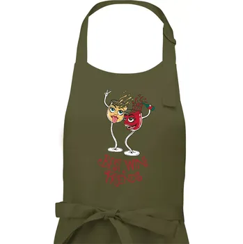 Kuchyňská zástěra Best wine friends dancing (Pecka design) - Pánská zástěra na vaření - Univerzální velikost ( Khaki )