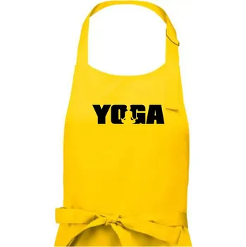 Kuchyňská zástěra Yoga nápis - Dámská zástěra na vaření - Univerzální velikost ( Žlutá )