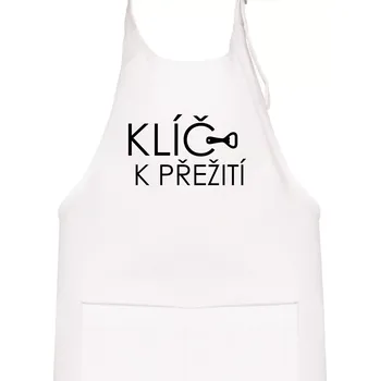 Kuchyňská zástěra Klíč k přežití otvírák - Dětská zástěra na vaření - Univerzální velikost ( Bílá )
