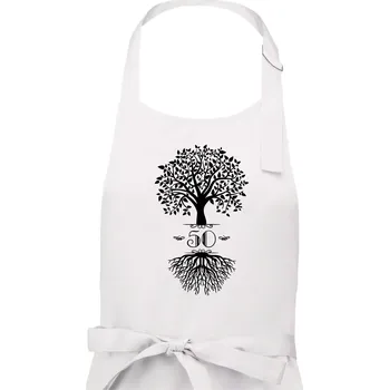 Kuchyňská zástěra Narozeninový strom 50 - Dámská zástěra na vaření - Univerzální velikost ( Bílá )