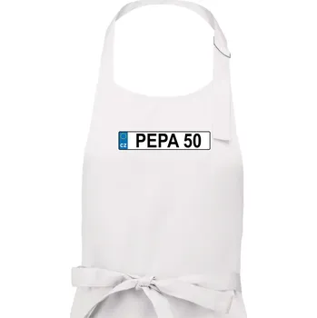 Kuchyňská zástěra SPZ Pepa 50 - Pánská zástěra na vaření - Univerzální velikost ( Bílá )
