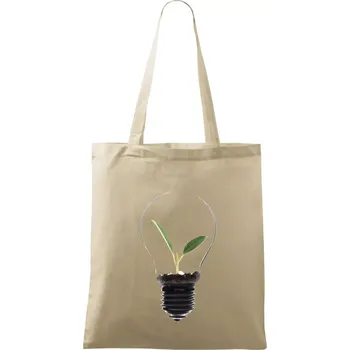Nákupní taška Žárovka květináč - Taška bavlněná - 42 x 38 cm ( Naturální )