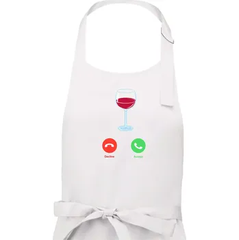 Kuchyňská zástěra Víno volá (Pecka design) - Pánská zástěra na vaření - Univerzální velikost ( Bílá )