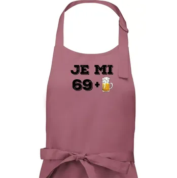 Kuchyňská zástěra Je mi 70 pivo - Pánská zástěra na vaření - Univerzální velikost ( Starorůžová )