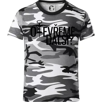 Chlapecké tričko Otevřeme další? - Dětské maskáčové triko - 134 cm/8 let ( Šedý maskáč )