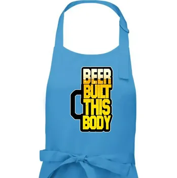 Kuchyňská zástěra Beer built this body - Pánská zástěra na vaření - Univerzální velikost ( Světlý tyrkys )