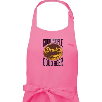 Kuchyňská zástěra Good People Drink good Beer - Dámská zástěra na vaření - Univerzální velikost ( Růžová )