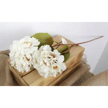 umělá květina Umělý květ kytice z větvička Pivoňka , bílá, 70 cm