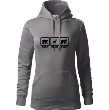 Dámská mikina Bear - Deer - Beer - Mikina dámská Cape s kapucí - 2XL ( Ocelově šedá )