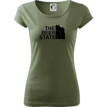 Dámské tričko The Beer State - Praha - Dámské triko Pure - S ( Khaki )
