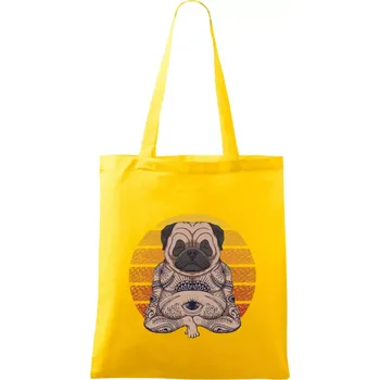 Yoga meditace - pug - Taška bavlněná - 42 x 38 cm ( Žlutá )