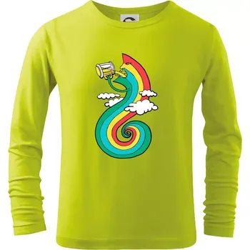 Dětská móda Piju jako duha (Pecka design) - Triko dětské Long Sleeve - 134 cm/8 let ( Limetková )