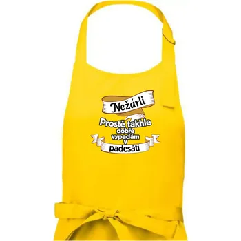 Kuchyňská zástěra Nežárli pro pány 50 - Pánská zástěra na vaření - Univerzální velikost ( Žlutá )