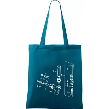 Pípa nákres - Taška bavlněná - 42 x 38 cm ( Petrolejová )